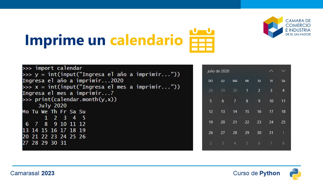 Imprime un calendario